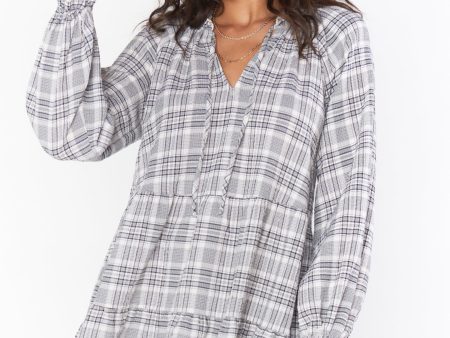 Birdie Mini Dress ~ Windowpane Plaid Hot on Sale