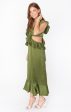 Zoey Midi Dress ~ Rich Olive Luxe Satin For Sale