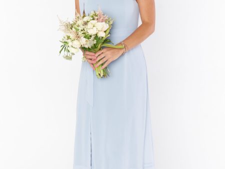 Claire Midi Dress ~ Steel Blue Chiffon on Sale