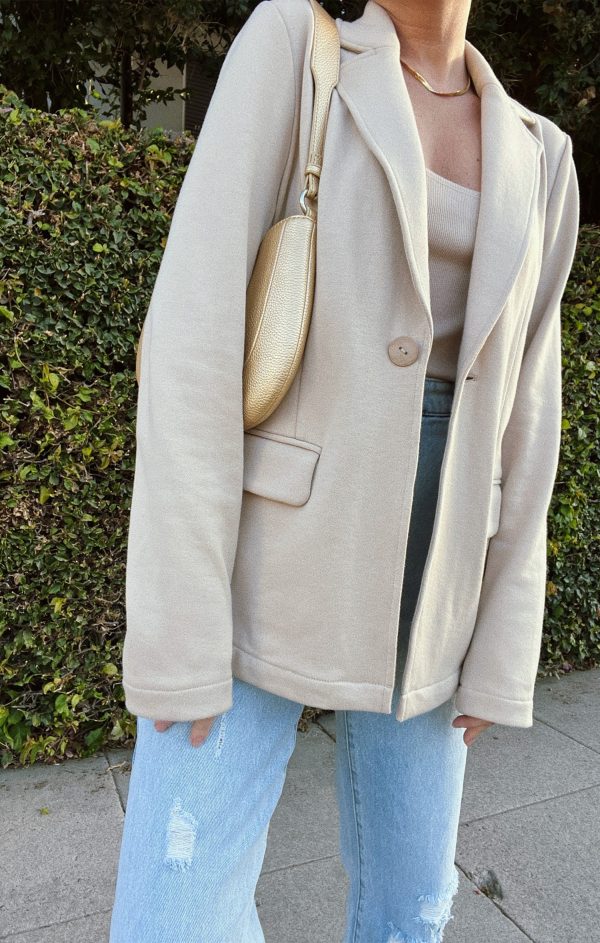 Lazy Chic Blazer ~ Tan Knit For Cheap