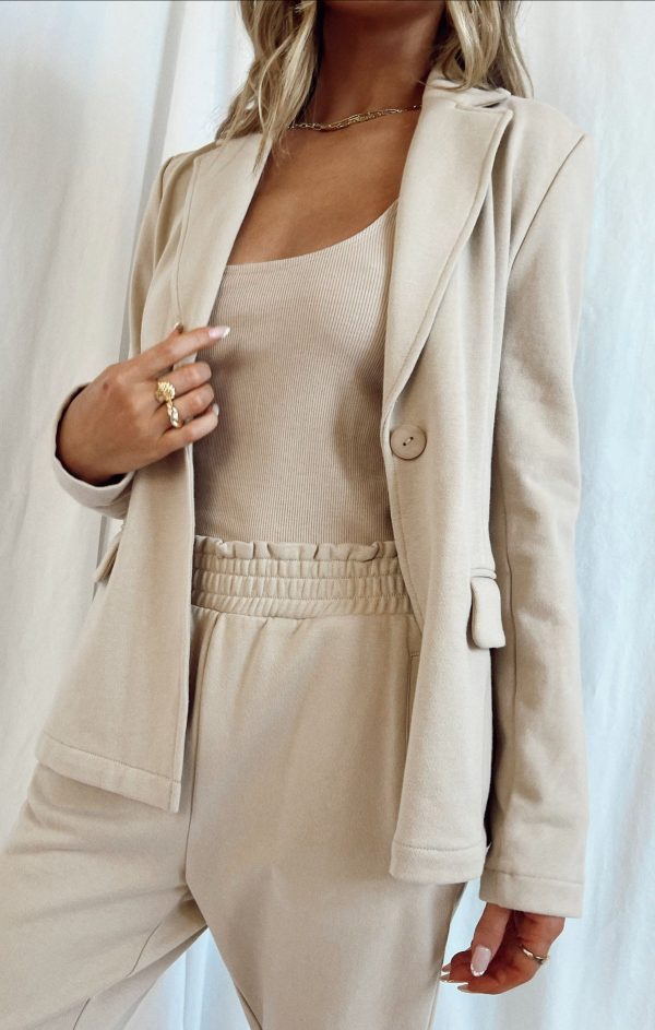 Lazy Chic Blazer ~ Tan Knit For Cheap