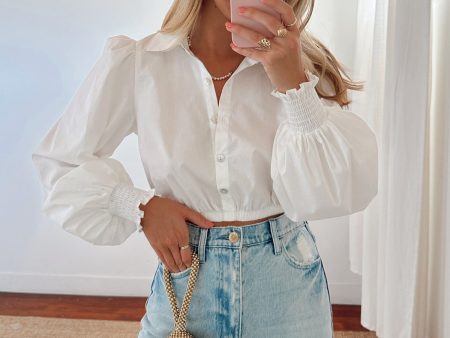 Count On Me Collared Top ~ White Poplin Online Hot Sale