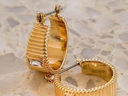 LUV AJ The Francois Ridged Hoop Earrings ~ Gold Plated For Sale