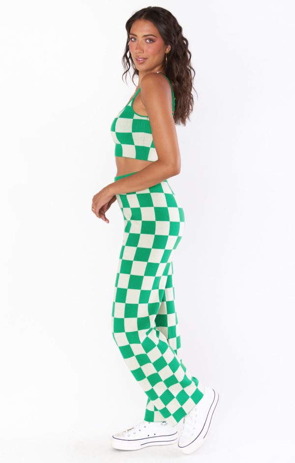 Zermatt Sweater Pant ~ Kelly Green Checker Knit For Cheap