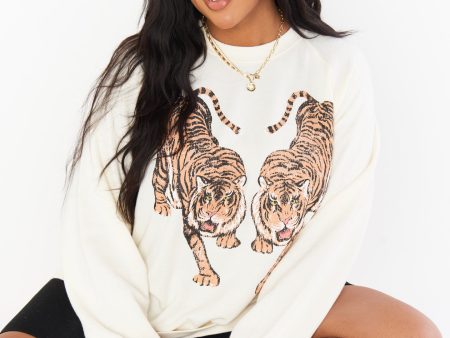 Simon Pullover ~ Cream Dancing Tiger Graphic Online Sale